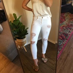 Express, White Distressed Jeans, Size 8R